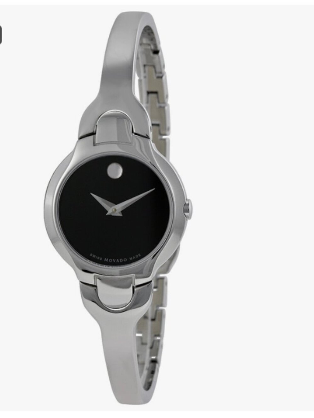 Movado Kara Black Dial Stainless Steel Ladies Watch - Silver